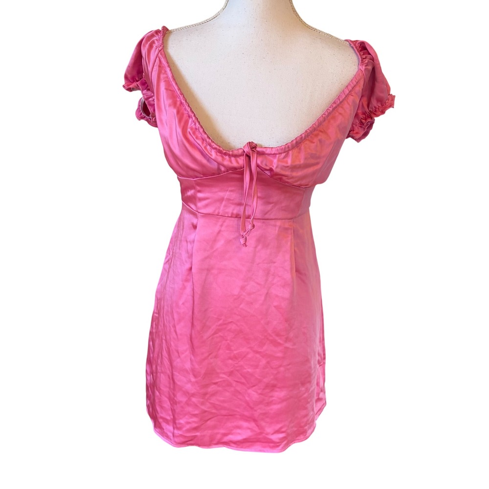 NWT LA Hearts Pink Satin Mini‎ Dress Empire Waist Sweetheart Neck Small Coquette